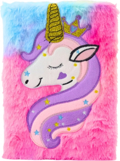Plush Notebook Unicorn with Gold Horn A5 80 Sheets