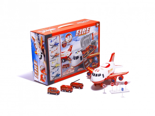 Firefighting Transporter Airplane with Vehicles