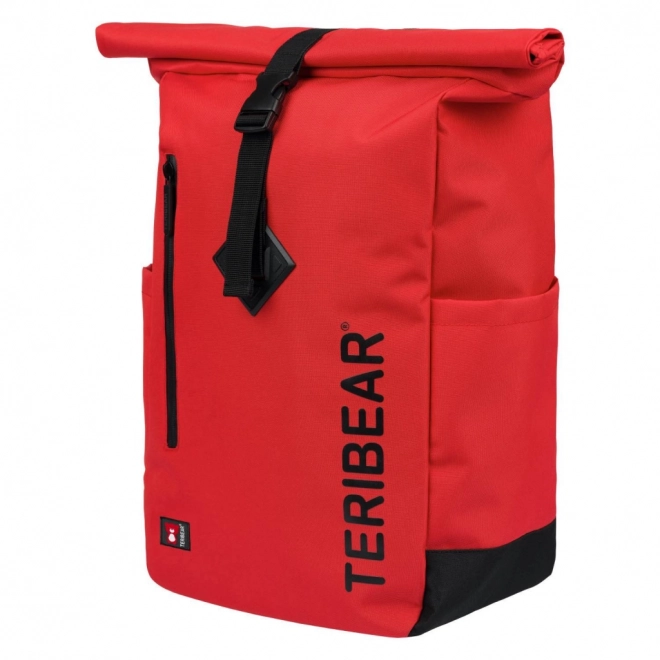 Baagl roll-top backpack Teribear red