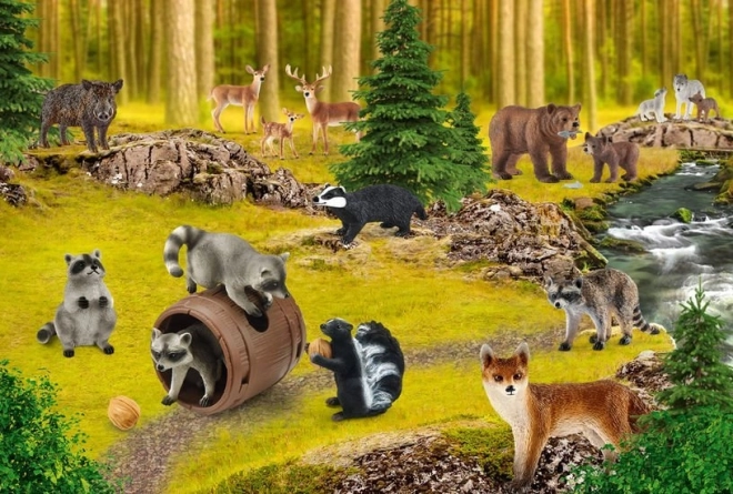 Schmidt raccoon habitat puzzle 150 pieces with Schleich figure