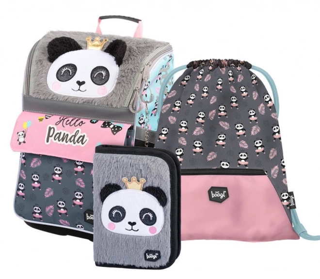 Baagl School Set Zippy Panda: Backpack, Pencil Case, Bag