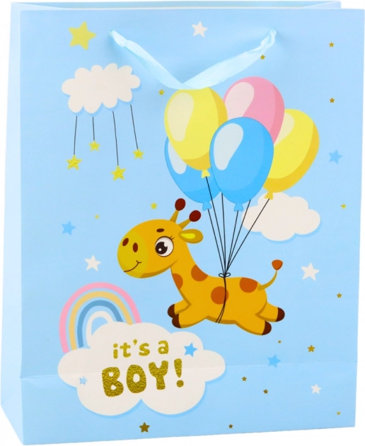 Gift Bag It's a Boy Giraffe Blue