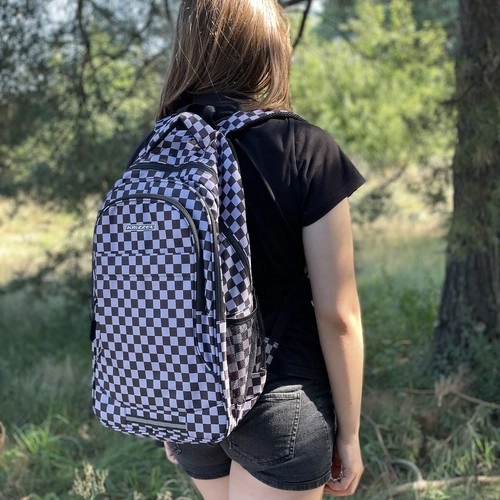 Chessboard Pattern Backpack with Gym Bag 30L