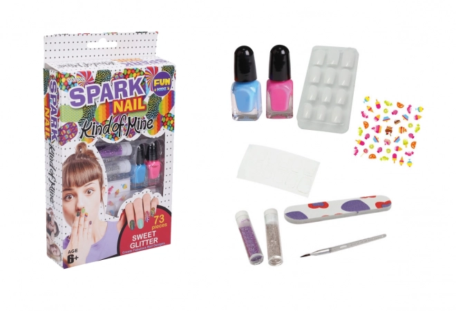 Nail Art Set with Glitter and Sweet Designs