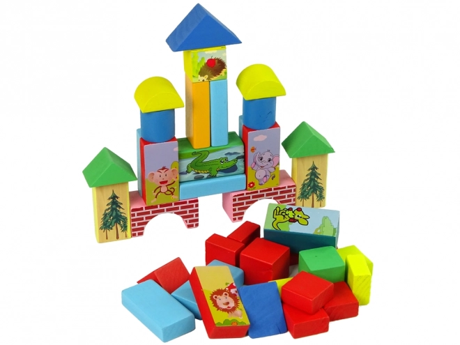 Wooden Animal Building Blocks Set with Backpack