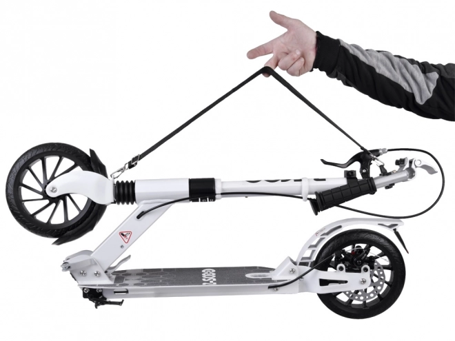 Large Foldable City Scooter with Suspension and Brakes – White