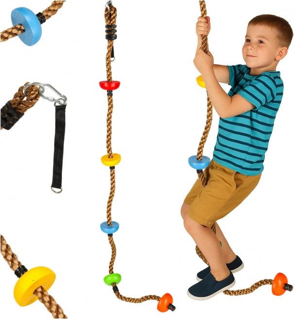 Klimtouw met schijven voor kinderen 200 cm