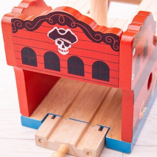 Pirate Ship Toy for Wooden Train Sets