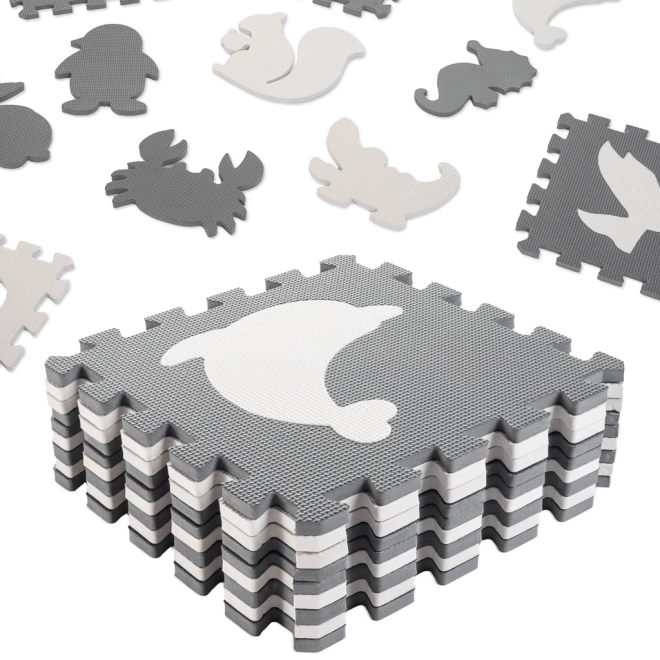 Educational Foam Puzzle Mat for Kids - Gray & Ecru