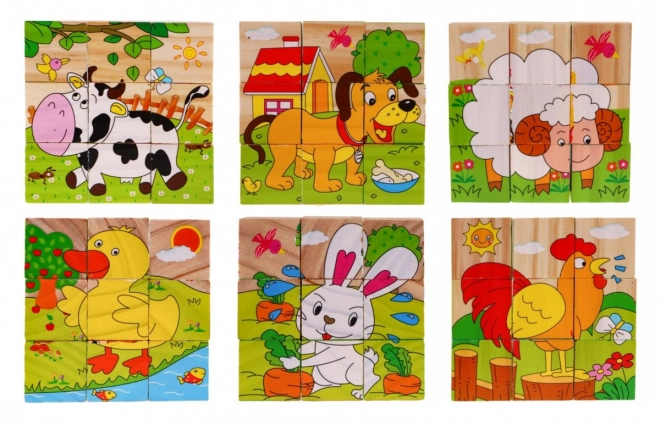 Wooden Animal Puzzle Blocks for Children 18m+