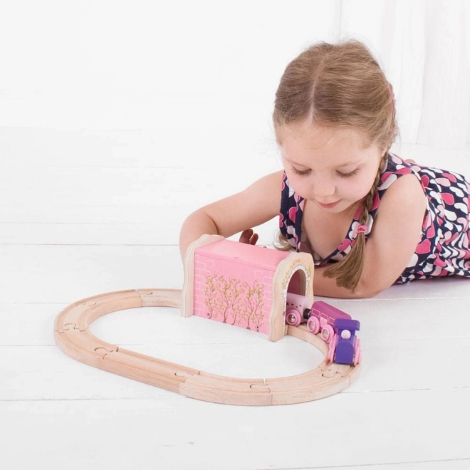 Pink Wooden Railway Tunnel