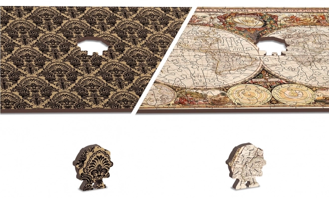 Wooden Antique World Map 2-in-1 Puzzle