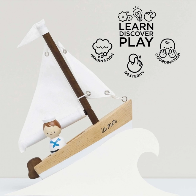 Le Toy Van wooden sailboat with captain