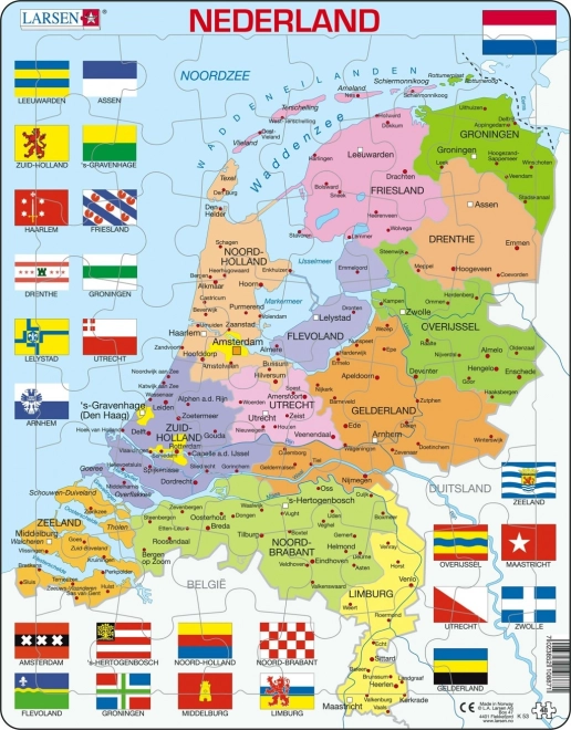 Larsen Puzzle Netherlands Political Map 48 Pieces