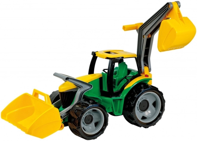 Green And Yellow Tractor With Loader And Backhoe