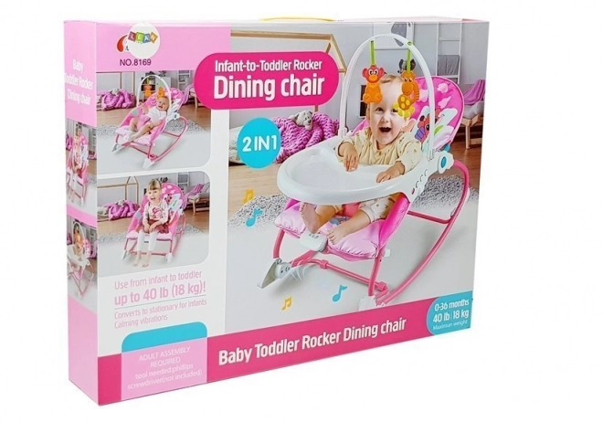 Rocking Cradle and High Chair 2-in-1 Pink