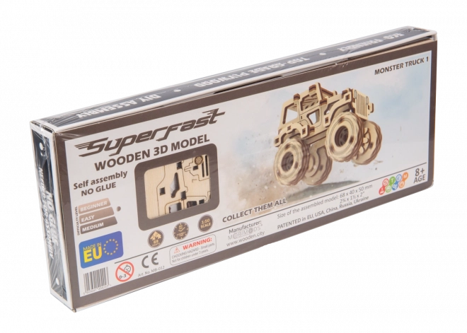 Wooden City 3D Puzzle Superfast Monster Truck