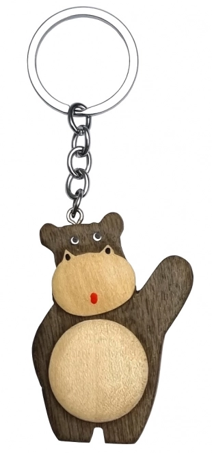 Big Wooden Keychain Standing Hippo