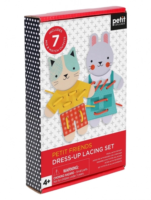 Petit Collage Dress-Up Lacing Set with Cat and Bunny