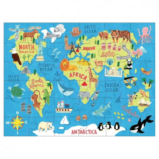 Mudpuppy World Map Puzzle in Fabric Bag