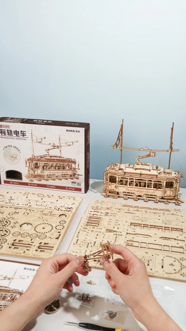 3D Wooden Mechanical Tram Puzzle