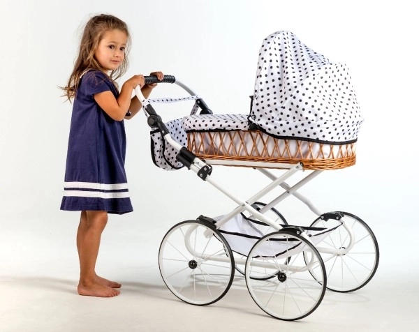 Retro Doll Pram with Adjustable Handle