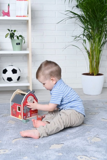 Wooden Farm Shape Sorter with Blocks