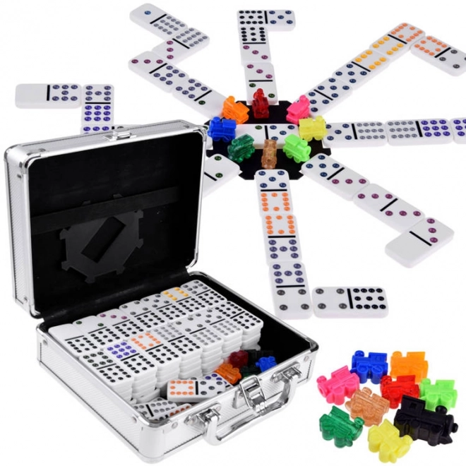 Domino and Mexican Train Game Set with Metal Case