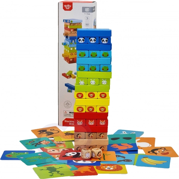 Wooden Game Jenga Animals TOOKY TOY