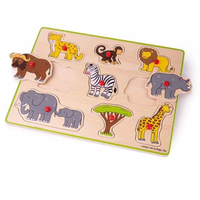 Wooden Safari Shape Puzzle by Bigjigs Toys