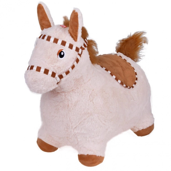 Inflatable Plush Bouncing Horse for Kids – Beige