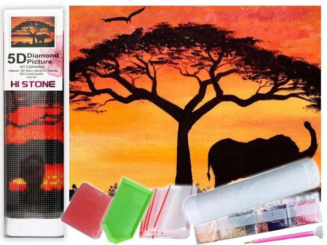 Diamond Painting Kit Elephant Sunset