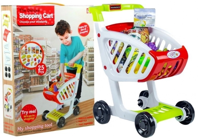 Colorful Shopping Cart with Groceries Set