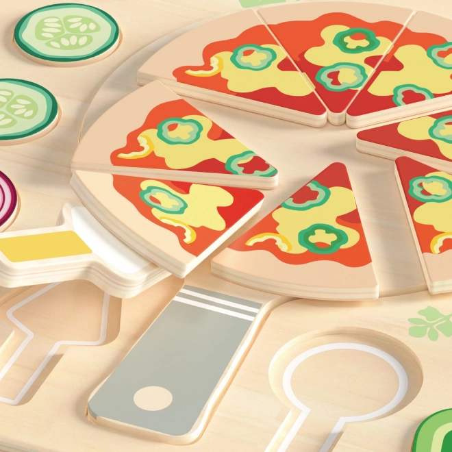 CLASSIC WORLD Holzspielzeug Pizza zum Schneiden, Puzzle 22 Teile
