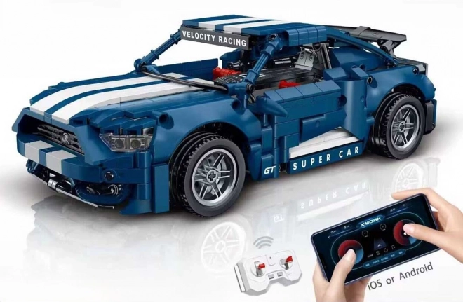 Blue Sports Car Building Blocks Set