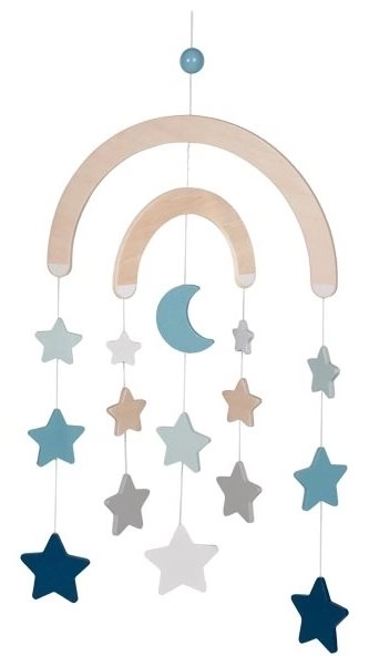 Wooden Hanging Mobile Stars Blue