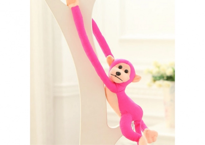 Plush Monkey with Sound, Dark Pink, 60 cm