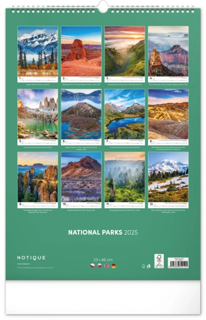 National Parks Wall Calendar 2025