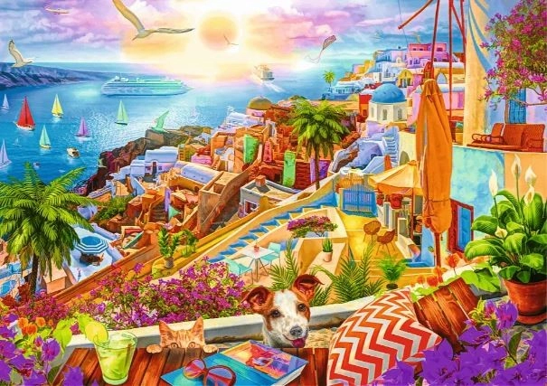 With a Visit to Santorini Premium Puzzle 1000 Pieces