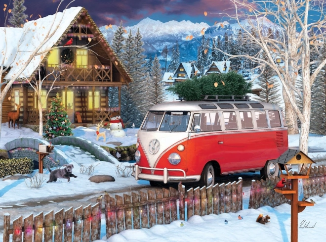 Eurographics Christmas Bus Volkswagen Tin Box Puzzle