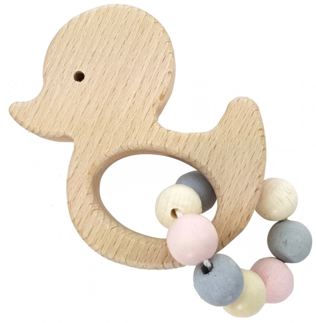 Wooden Rattle Duck Pink