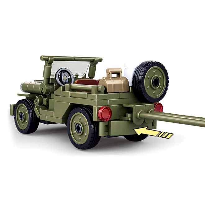 Sluban Army WW2 Allied Jeep and Anti-Aircraft Gun