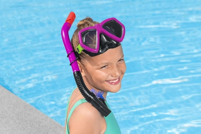 Pink diving set with mask and snorkel