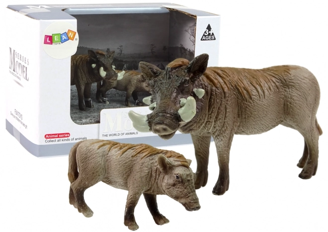 Set of 2 African Warthog Figures - World Animals Series