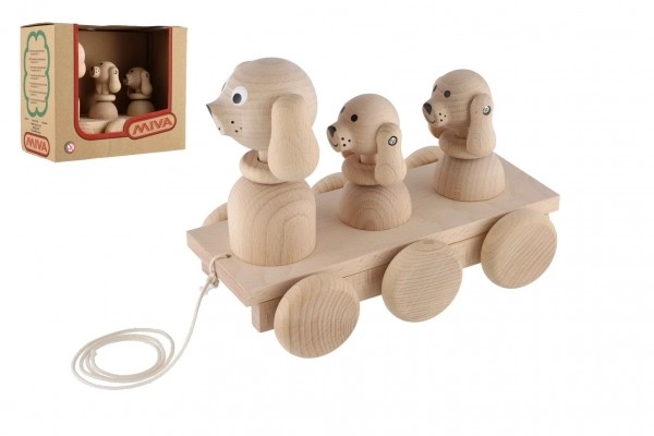 Wooden Pull-Along Three Dogs Toy