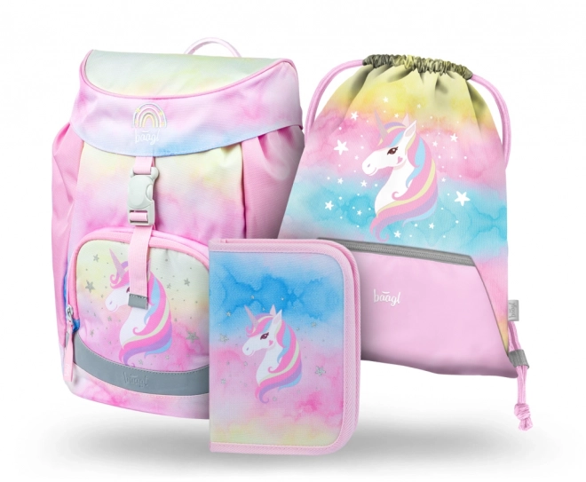 Airy Rainbow Unicorn School Backpack Set