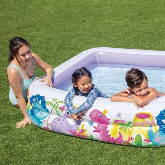 Inflatable pool with canopy for children intex dino