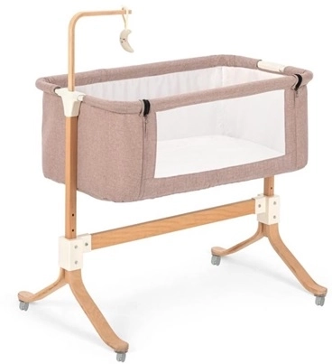 Wooden Baby Co-Sleeper Crib with Wheels