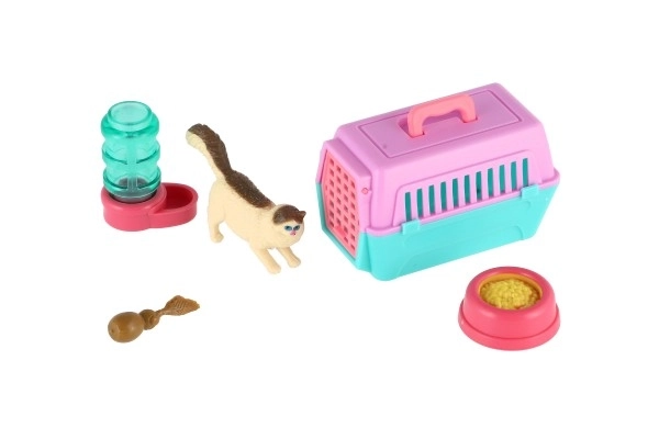 Pet Cat with Portable Box and Accessories