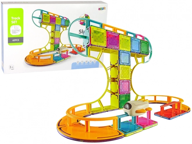 Magnetic Construction Blocks - Sky Track 62 Pieces